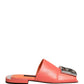 Orange DG Logo Leather Flats Sandals Shoes