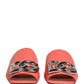 Orange DG Logo Leather Flats Sandals Shoes