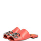 Orange DG Logo Leather Flats Sandals Shoes