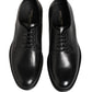 Black Calfskin Leather Derby Men Dress Shoes