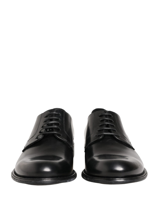 Black Calfskin Leather Derby Men Dress Shoes