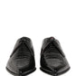Black Exotic Leather Derby Men Dress Shoes