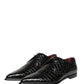 Black Exotic Leather Derby Men Dress Shoes