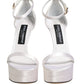 White Platform Ankle Strap Sandals Shoes