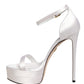 White Platform Ankle Strap Sandals Shoes