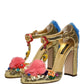 Gold Fur Trim Glitter T-strap Sandals Shoes