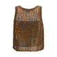 Brown Silk Sleeveles T-Shirt
