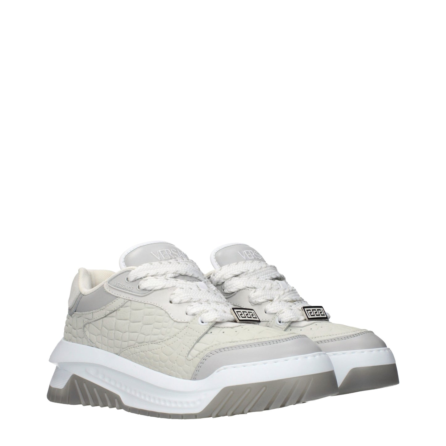 Gray Leather Low Top Sneakers
