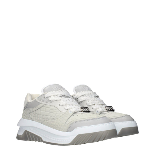 Gray Leather Low Top Sneakers