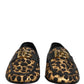 Black Gold Leopard Pony Skin Loafers Shoes
