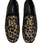 Black Gold Leopard Pony Skin Loafers Shoes
