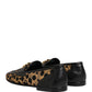 Black Gold Leopard Pony Skin Loafers Shoes