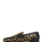 Black Gold Leopard Pony Skin Loafers Shoes