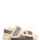 Beige Faux Fur Logo Print Flats Sandals Shoes