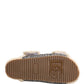 Beige Faux Fur Logo Print Flats Sandals Shoes
