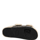 Beige Faux Fur Logo Print Flats Sandals Shoes