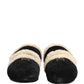 Beige Black Faux Fur Flats Men Sandals Shoes