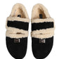 Beige Black Faux Fur Flats Men Sandals Shoes