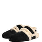 Beige Black Faux Fur Flats Men Sandals Shoes