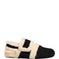 Beige Black Faux Fur Flats Men Sandals Shoes