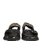 Black Ruching Detail Flats Men Sandals Shoes