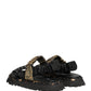 Black Ruching Detail Flats Men Sandals Shoes