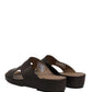 Brown Leather Cutout DG Logo Sandals Shoes