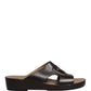 Brown Leather Cutout DG Logo Sandals Shoes