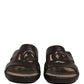 Brown Leather Cutout DG Logo Sandals Shoes