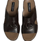 Brown Leather Cutout DG Logo Sandals Shoes