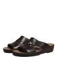 Brown Leather Cutout DG Logo Sandals Shoes