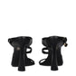 Black Leather Stiletto Heel Sandals