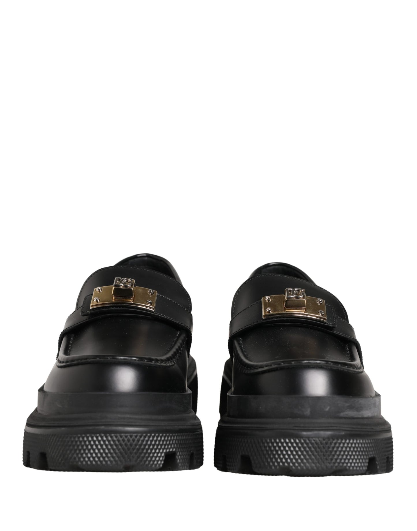 Black Chunky Sole Leather Men Loafers Shoes