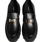 Black Chunky Sole Leather Men Loafers Shoes