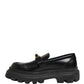 Black Chunky Sole Leather Men Loafers Shoes