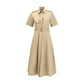 Beige Cotton Casual Dress