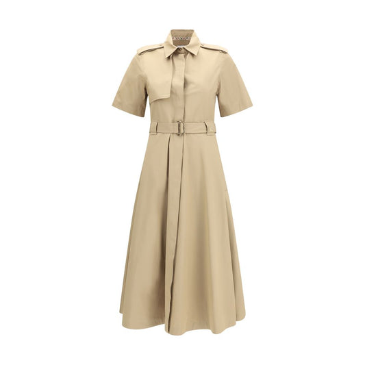 Beige Cotton Casual Dress