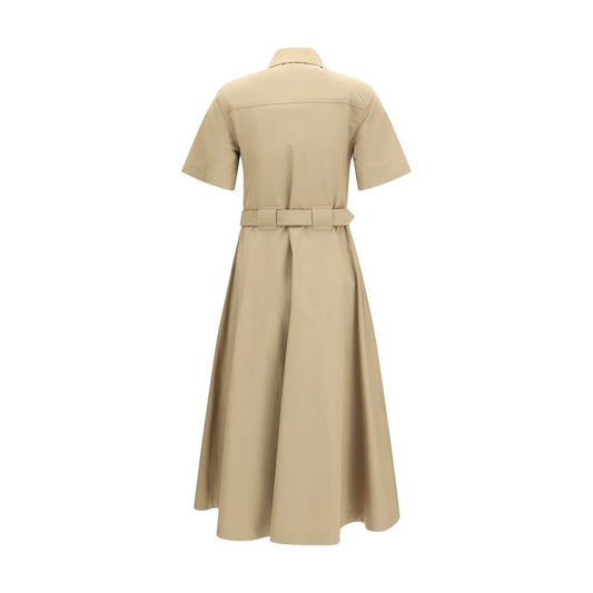Beige Cotton Casual Dress