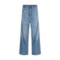 Blue Cotton Straight-Leg Jeans
