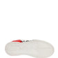White Red Lace Up Low Top Sneakers Shoes