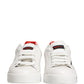 White Red Lace Up Low Top Sneakers Shoes