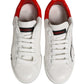 White Red Lace Up Low Top Sneakers Shoes