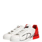 White Red Lace Up Low Top Sneakers Shoes