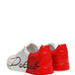 White Red Lace Up Low Top Sneakers Shoes