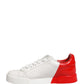 White Red Lace Up Low Top Sneakers Shoes