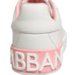 White Pink Lace Up Low Top Sneakers Shoes