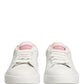 White Pink Lace Up Low Top Sneakers Shoes