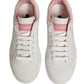 White Pink Lace Up Low Top Sneakers Shoes