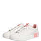 White Pink Lace Up Low Top Sneakers Shoes