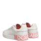 White Pink Lace Up Low Top Sneakers Shoes